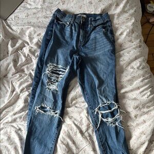 Distressed Blue Jeans